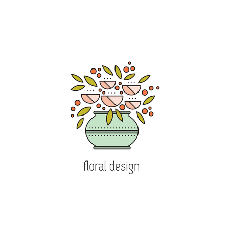 Floral design line iconのイラスト素材