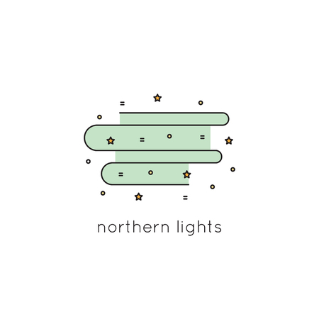 Northern Lights line iconのイラスト素材