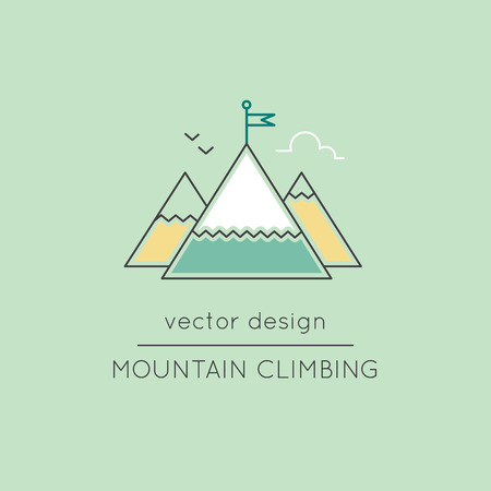 Mountain climbing line iconのイラスト素材