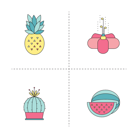 Summer line icons setのイラスト素材