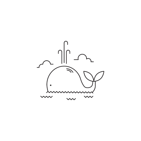 Whale line iconのイラスト素材