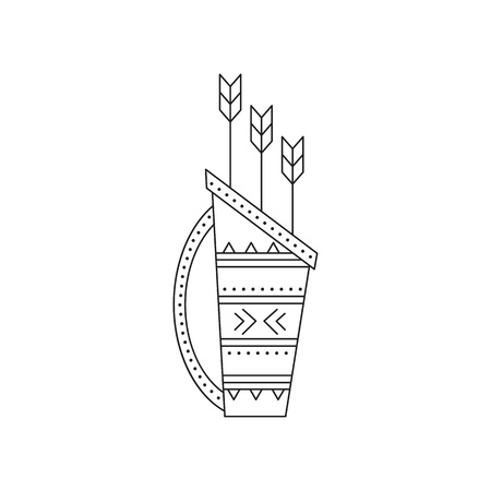 Bow with arrows line iconのイラスト素材