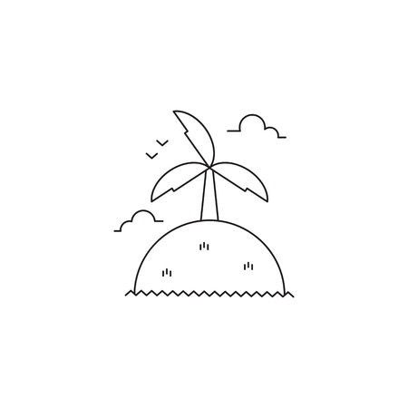 Desert island line iconのイラスト素材