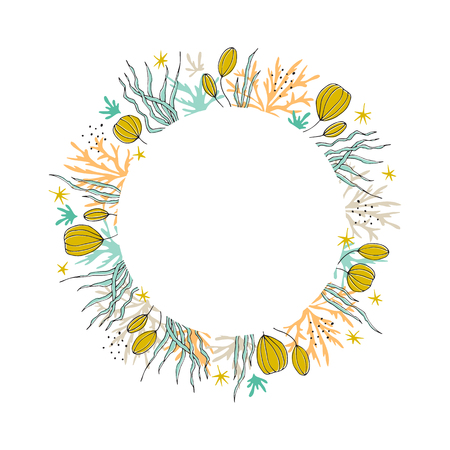 floral seaweed frameのイラスト素材