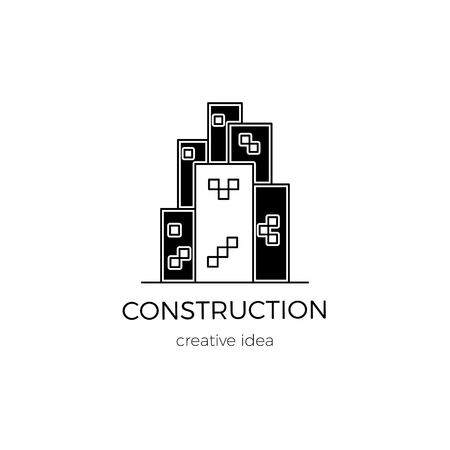 Vector thin line icon, construction logo template illustration.のイラスト素材
