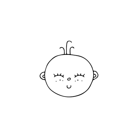 Vector hand drawn object, cute boys face.のイラスト素材
