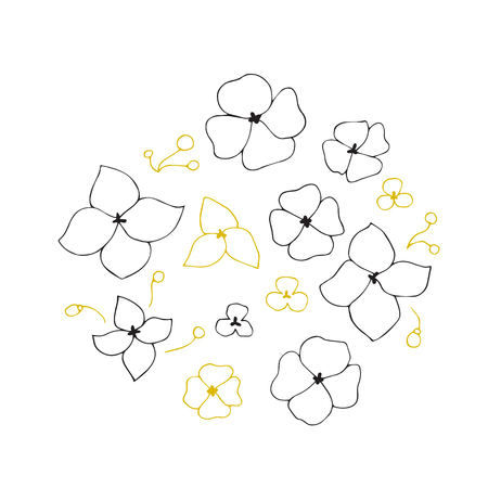 Vector hand drawn flowers. Isolated individual objects. Clipart for greeting cards, weddings, stationery, surface design, scrapbooking. Part of a large sea collection.のイラスト素材