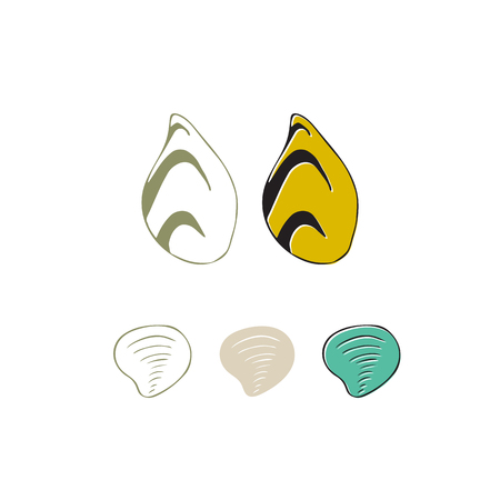 Vector hand drawn sea shell. Isolated individual object.のイラスト素材