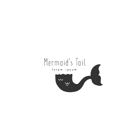 Vector hand drawn logo template, mermaid's tail. For badges, labels, logotypes and branding business identity. Perfect for sea and ocean related company, for tourism or souvenirs.のイラスト素材