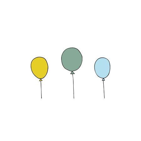 Vector hand drawn isolated elements, balloons. Simple modern design, Scandinavian style. For kids fashion, room decoration, wall art. Part of a large collection.のイラスト素材