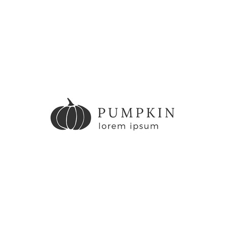 Vector object, a pumpkin. Hand drawn minimal template. Isolated symbol for grocery stores, farmers markets and fairs, for business branding and identity. Farm and organic food theme.のイラスト素材