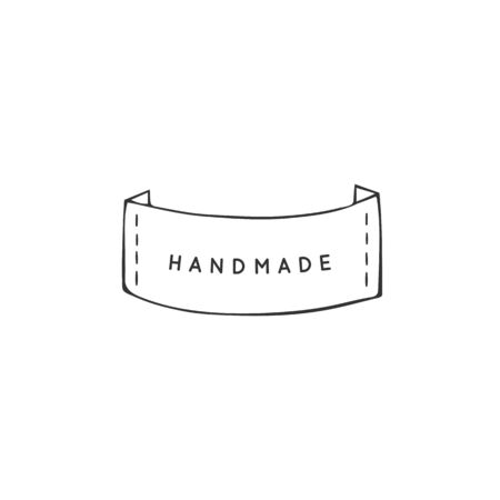 Hand drawn isolated illustration, white stripe. Vector handmade logo template. For business identity and branding, for blogs and websites, for authors of handicraft products.のイラスト素材