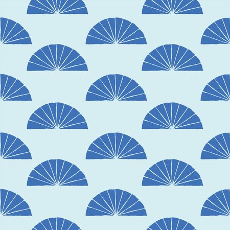 Japanese traditional surface design. Vector hand drawn seamless pattern with fans. For fabric prints, textile, wrapping paper.のイラスト素材
