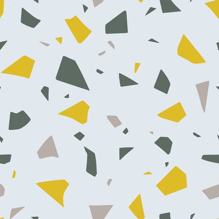 Terrazzo flooring effect, abstract seamless pattern. Vector colorful paper cut texture. Modern trend illustration.のイラスト素材