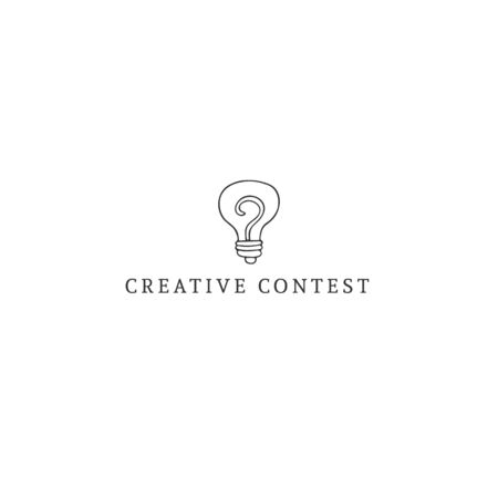Vector hand drawn logo template with a light bulb, symbol of creative idea. For business identity and branding, for blogs and websites.のイラスト素材