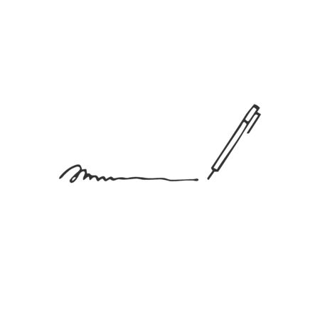 Writing, copywrite and publishing theme. Vector hand drawn logo element, a pen icon.のイラスト素材