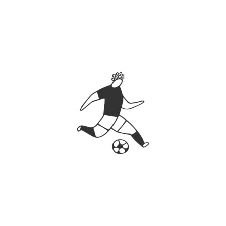 Vector hand drawn icon, a male football player. Active way of life. Professional sport.のイラスト素材