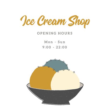 Vector template for cafe or shop with hand drawn ice-cream.のイラスト素材