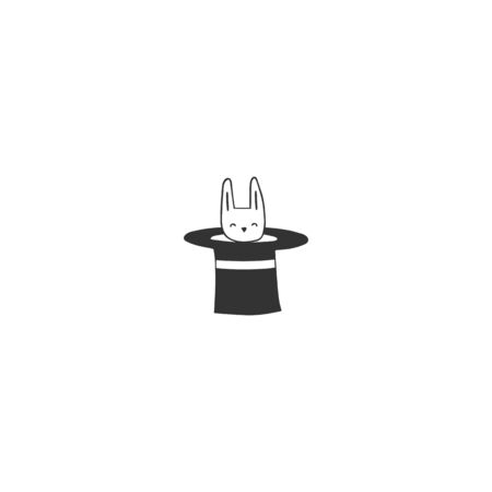 Hand drawn isolated icon. Rabbit in a hat element. Magic and fairy tales.のイラスト素材