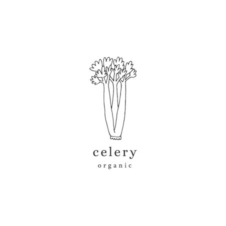 Vector hand drawn icon, celery. Healthy nutrition. Isolated object, vegetables.のイラスト素材