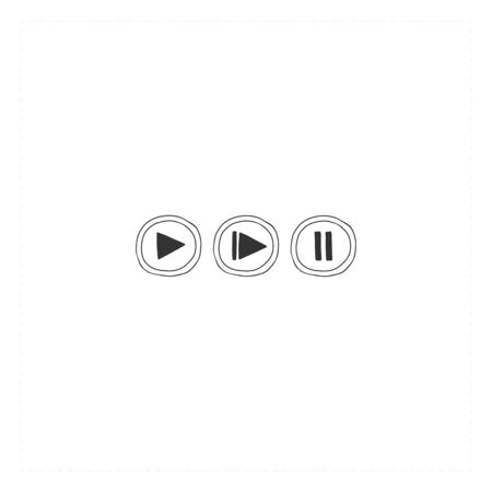 Video recording buttons. Vector hand drawn icons, cinema isolated objects. Movie record.のイラスト素材