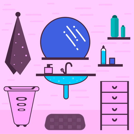 Bathroom In The House. Home Interior With Bathroom Or Toilet. Sink, Water, Detergents, Wash...