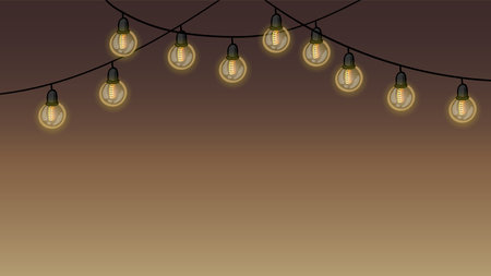 Garland on a dark background with retro lamps EPS 10のイラスト素材