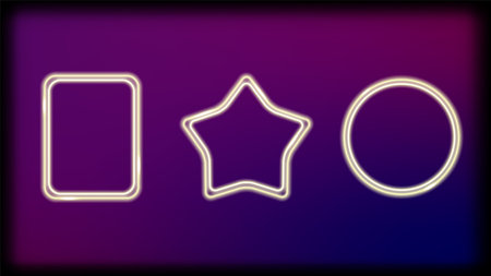 Neon frames set on dark colored background EPS 10の写真素材