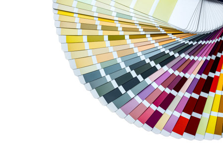 Color guide displaying a range of hues for use in interior design and decoration. Colorful color...