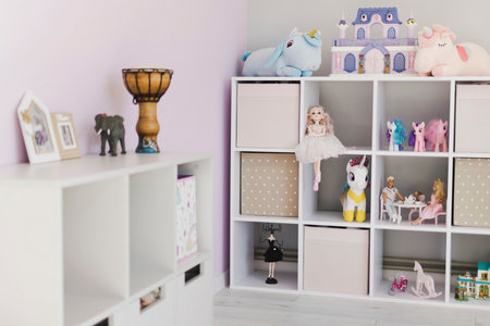 Interior design idea for a childrens room for a girl. Design of a childrens corner for leisure. Playroom for a child.の写真素材