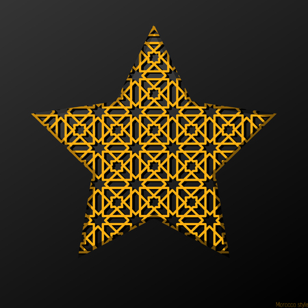 Ornate metal star in the black background  , Moroccoのイラスト素材
