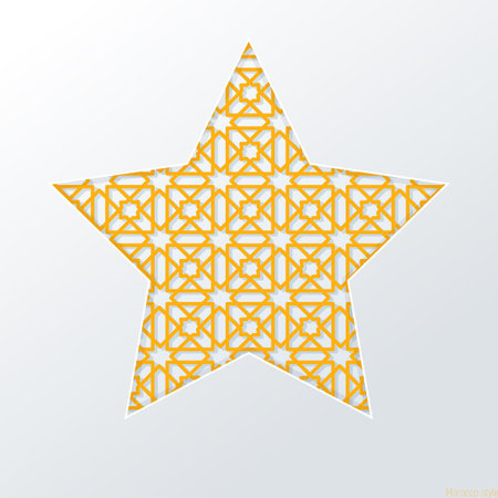 Ornate metal star in the white background  , Moroccan artのイラスト素材