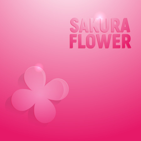 Sakura glass flower on pink background with shadowのイラスト素材