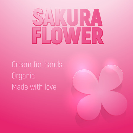 Sakura glass flower on pink background with shadowのイラスト素材