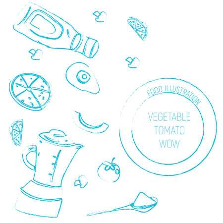 Food circle colored sketch decorative icons setのイラスト素材