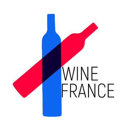 Wine France tree bottle with red and blue , white color of flagのイラスト素材