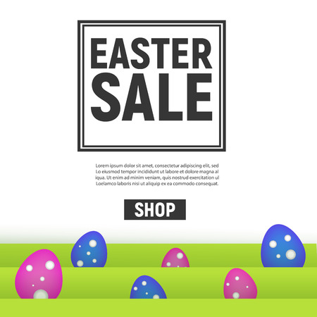 Happy Easter sale with grass and eggsのイラスト素材