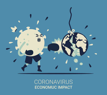 Fight boxing coronavirus with worldのイラスト素材