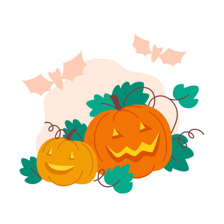 Halloween pumpkin lanterns for postcard or posterのイラスト素材