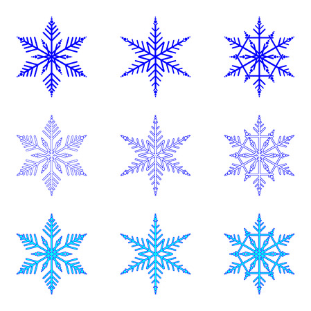 Snowflake: vector set of isolated snowflakes on white backgroundのイラスト素材