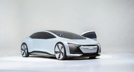 FRANKFURT, GERMANY - SEP 17, 2017: Audi Aicon self atonomous concept car. Luxury electric sedan at...
