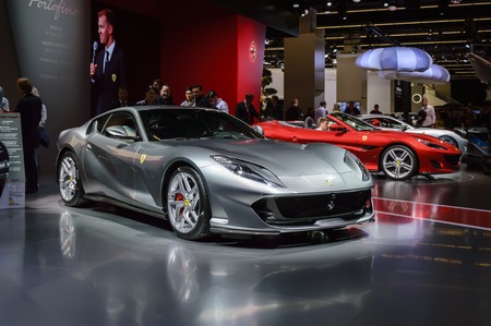 FRANKFURT - SEP 2017: Ferrari 812 Superfast sports car premiere at IAA Frankfurt Motor Showのeditorial素材