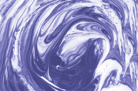 Abstract purple or violet and white fluid background with swirls and waves pattern. Mixed liquid...