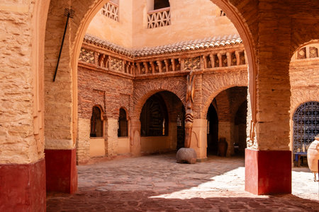 Arches in Agadir Medina - reconstruction of Agadirs old town with traditional Moroccan architecture, Morocco. Beautiful medieval citadelの写真素材