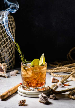 Cocktail with rum in a glassの写真素材