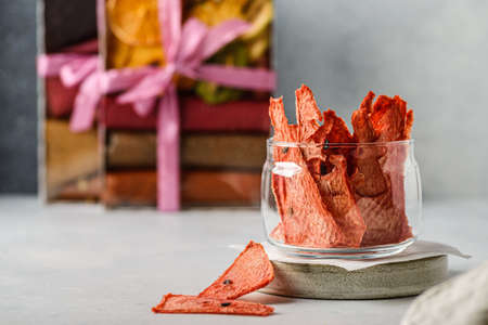 dried watermelon on a light background. high quality photoの写真素材