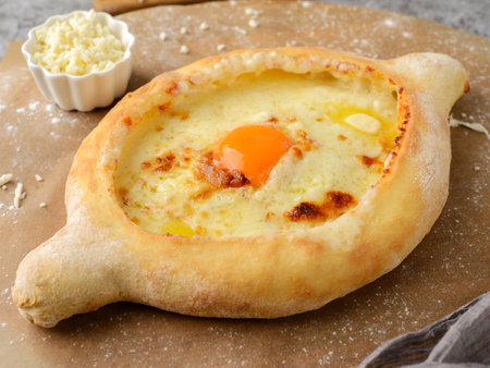 khachapuri in Adjarian Georgian cuisine. high quality photoの写真素材