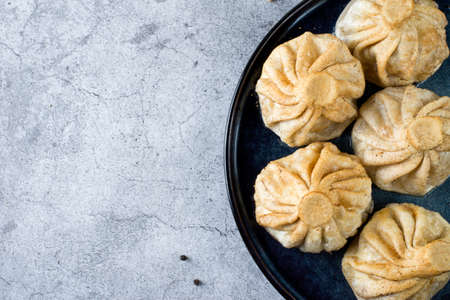 khinkali with meat georgian cuisine. high quality photoの写真素材