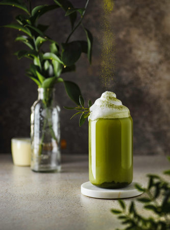 matcha tea with coconut milk. high quality photo