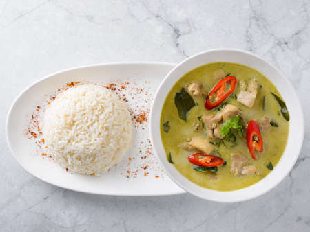 thai cuisine soup on a white background. high quality photoの写真素材